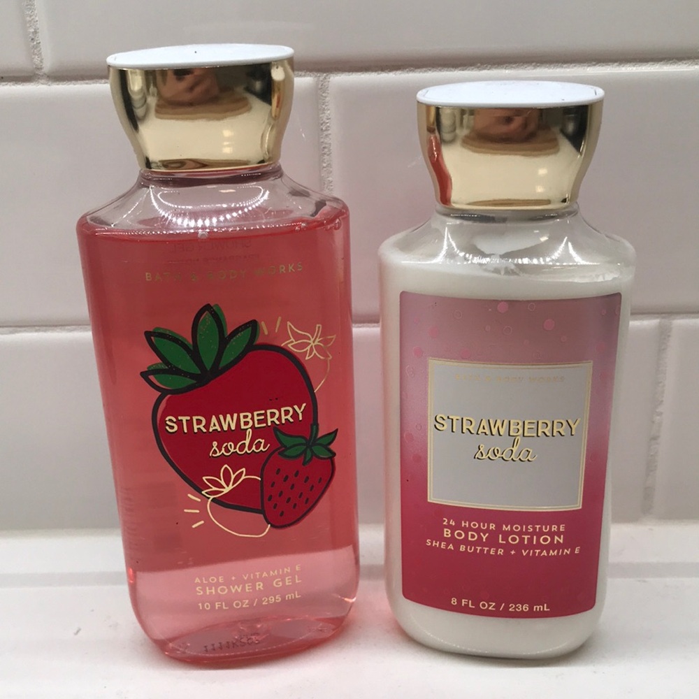 NWT!BBW Strawberry Soda Body Wash & Body Lotion